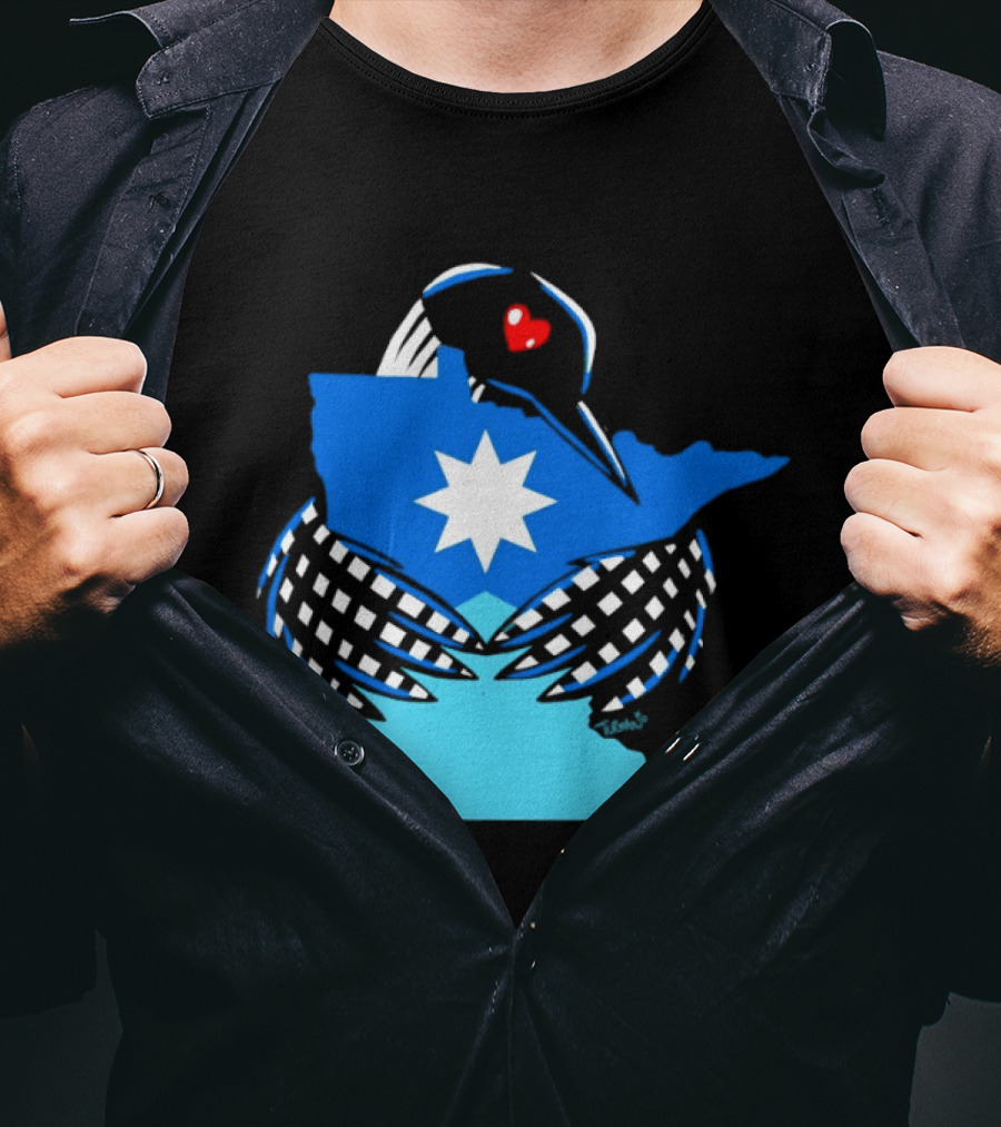 Loon I Love Minnesota Star Symbol Blue T-Shirt