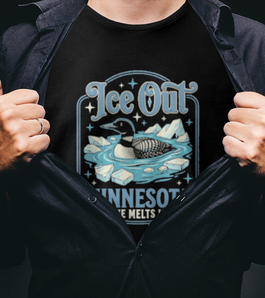 Loon Ice Out Minnesota Love Melts ICE Lake Water Bird T-Shirt