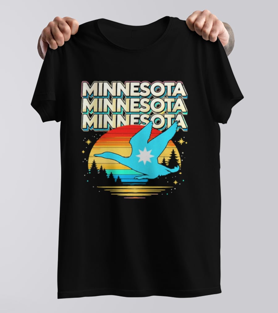 MINNESOTA Resistance 2026 Goose Sunset Forest Scene T-Shirt