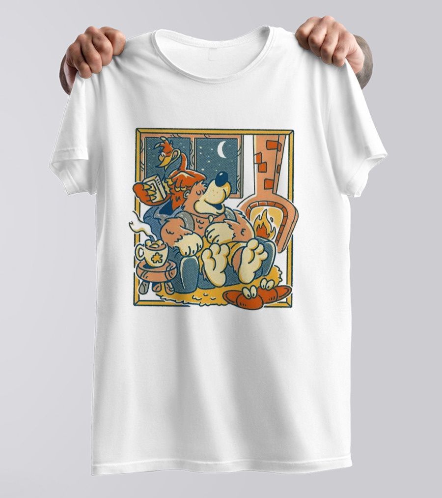 Banjo And Kazooie Cozy Fireplace Retro Gaming Night Moon🌛 T-Shirt