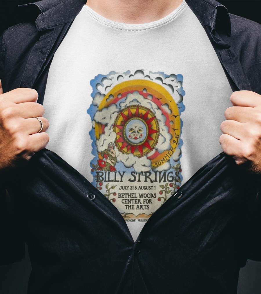 Billy Strings Summer 2026 Bethel Woods Center For The Arts July 31 August 1 Sun Cloud T-Shirt