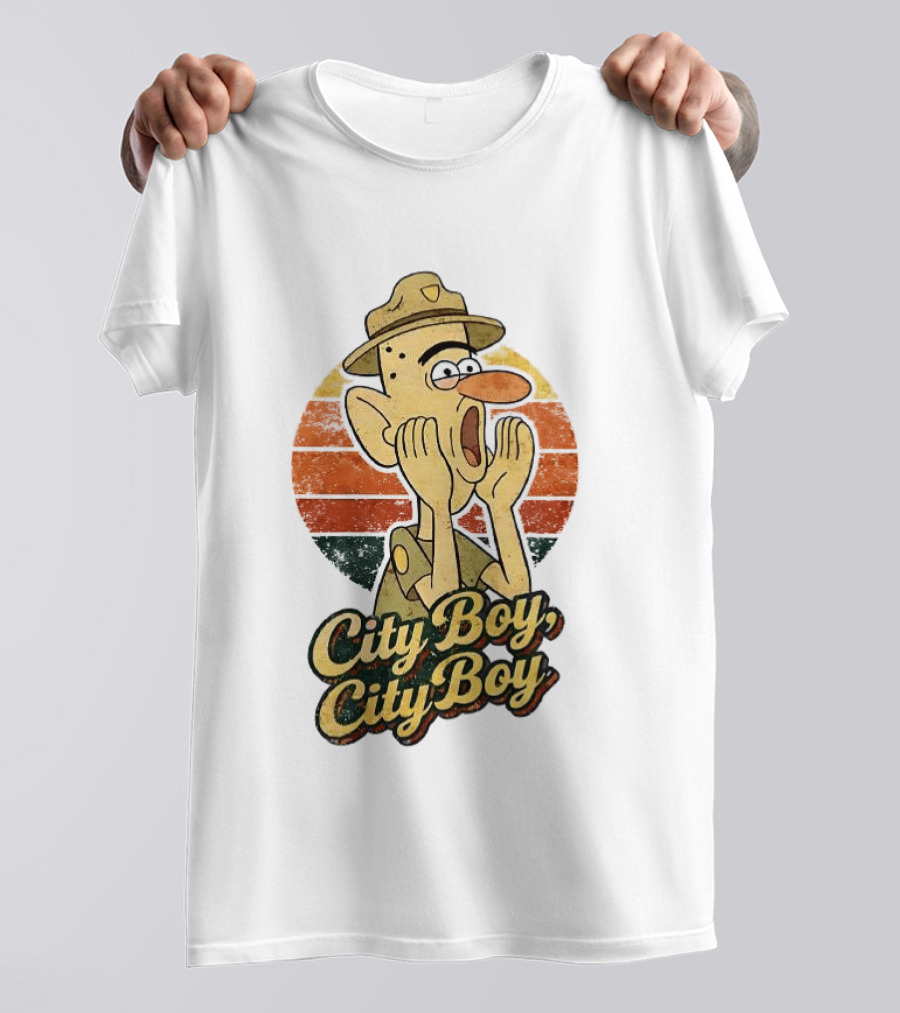 City Boy City Boy Gravity Falls Meme Retro Vintage Cartoon T-Shirt