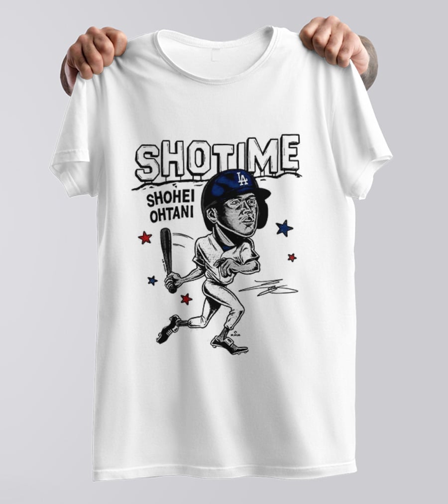 Shohei Ohtani Showtime LA Dodgers Caricature Baseball Star T-Shirt