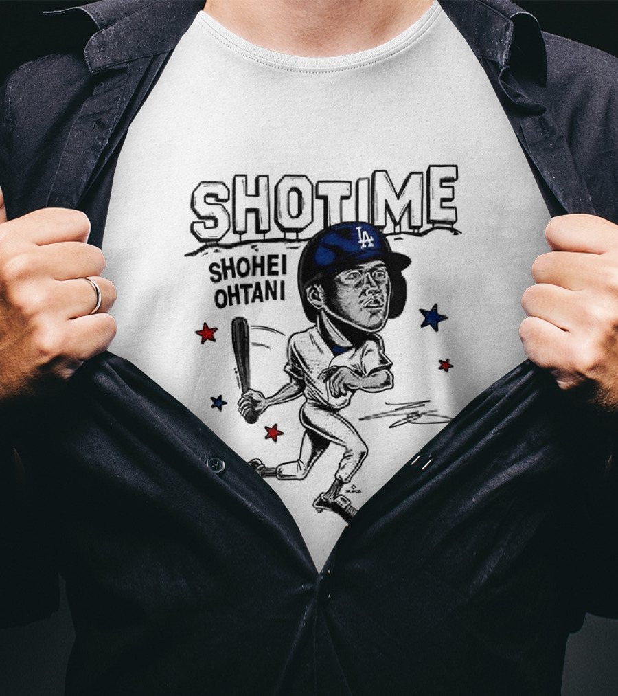Shohei Ohtani Showtime LA Dodgers Caricature Baseball Star T-Shirt