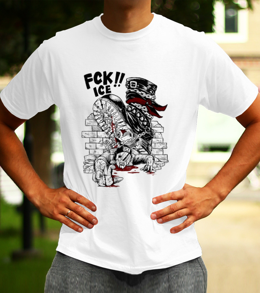 Fck ICE Text With Ice Boot And Bricks T-Shirt