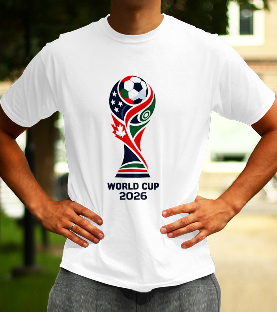 World Cup 2026 Trophy With Soccer Ball And Maple Leaf T-Shirt