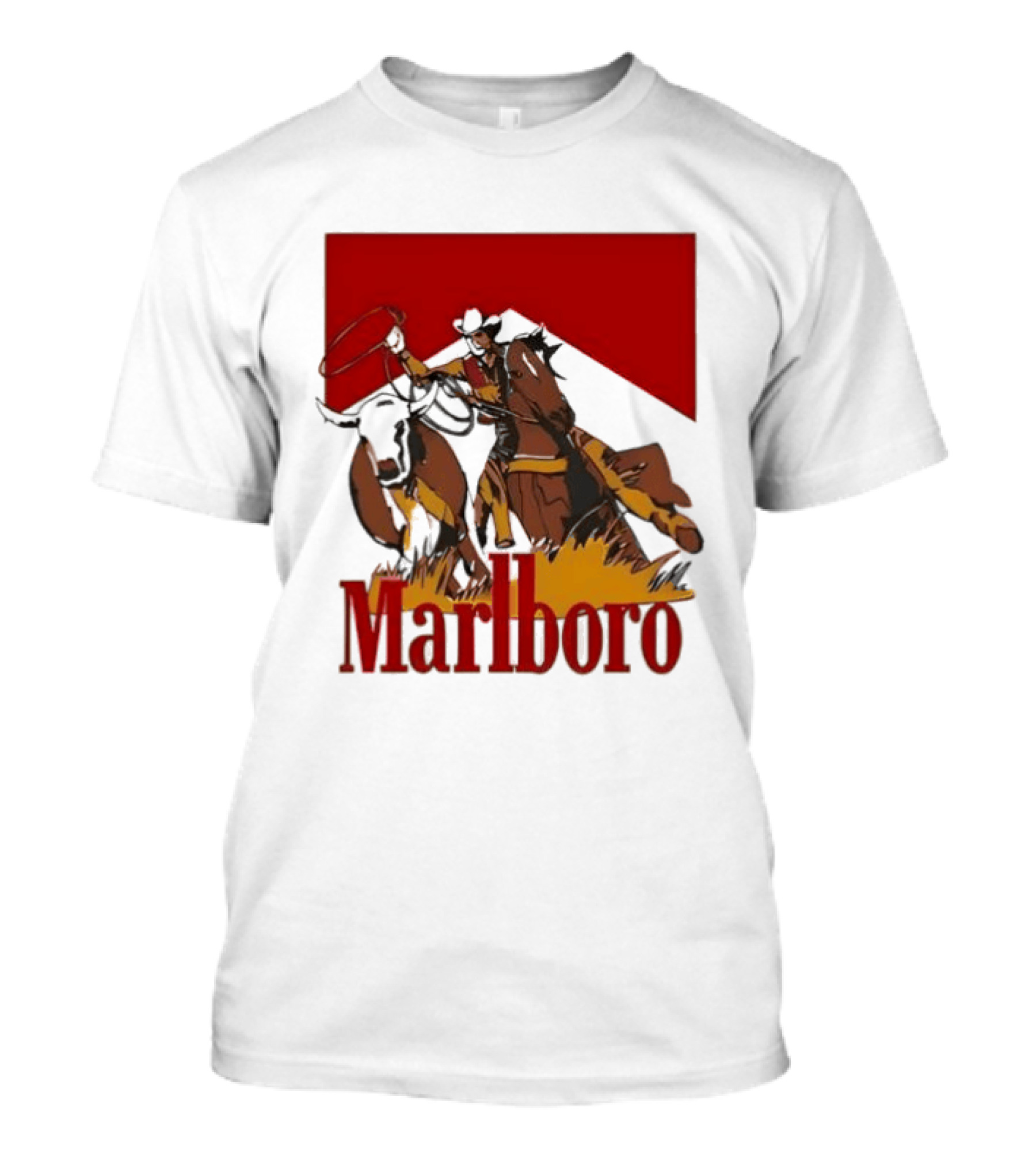 Marlboro Cowboy With Lasso Riding Horse Rugged Outdoors Adventure T-Shirt