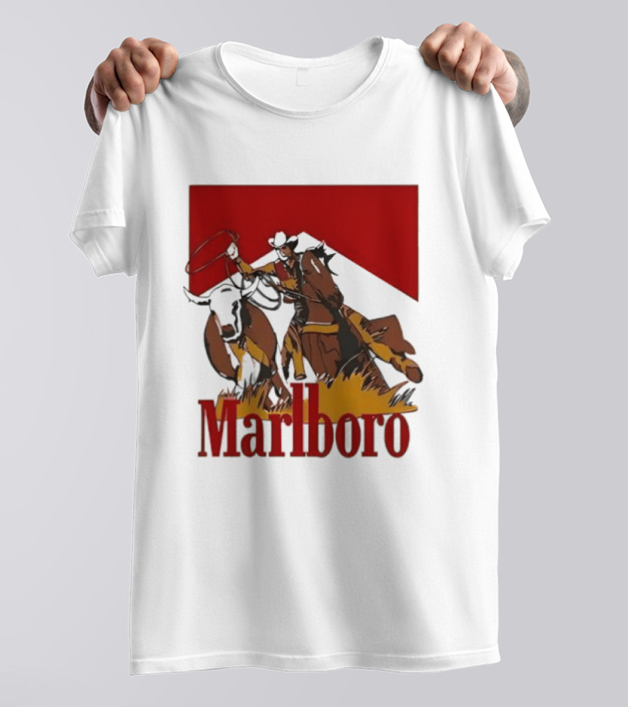 Marlboro Cowboy With Lasso Riding Horse Rugged Outdoors Adventure T-Shirt
