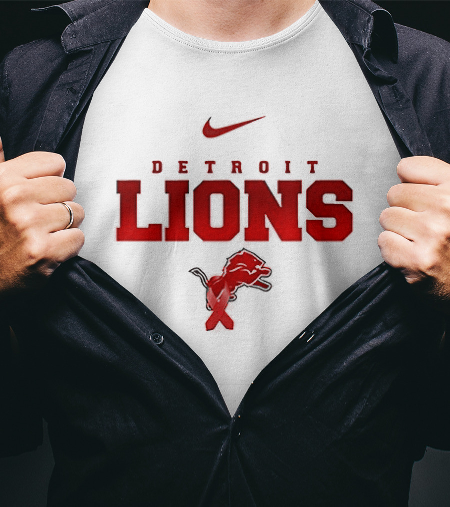Nike Detroit Lions Red February We Wear Red American Heart Month T-Shirt