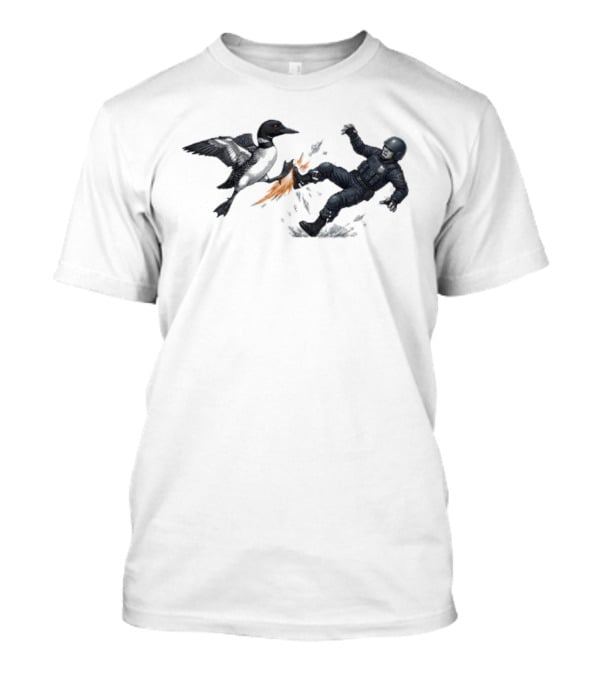 Minnesota Loon Vs ICE Wild Encounter Action Scene T-Shirt