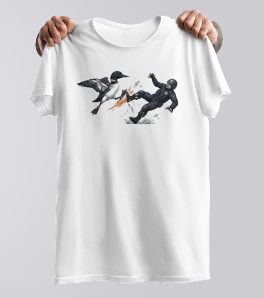 Minnesota Loon Vs ICE Wild Encounter Action Scene T-Shirt