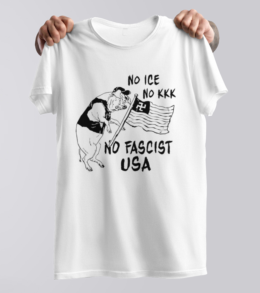 No Ice No KKK No Fascist USA Pig With Flag T-Shirt