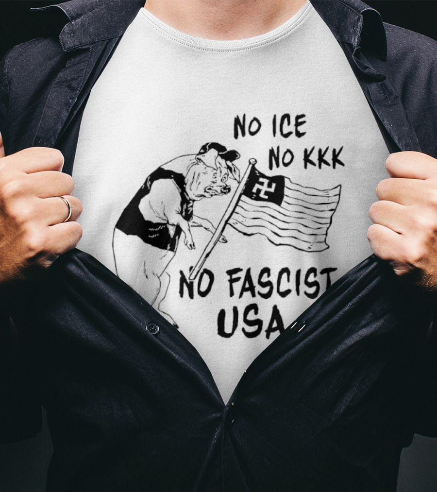 No Ice No KKK No Fascist USA Pig With Flag T-Shirt
