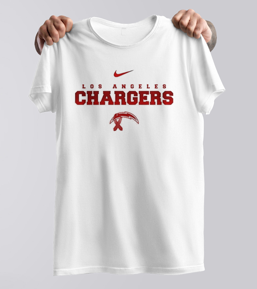 Los Angeles Chargers February Red American Heart Month Nike Collaboration T-Shirt