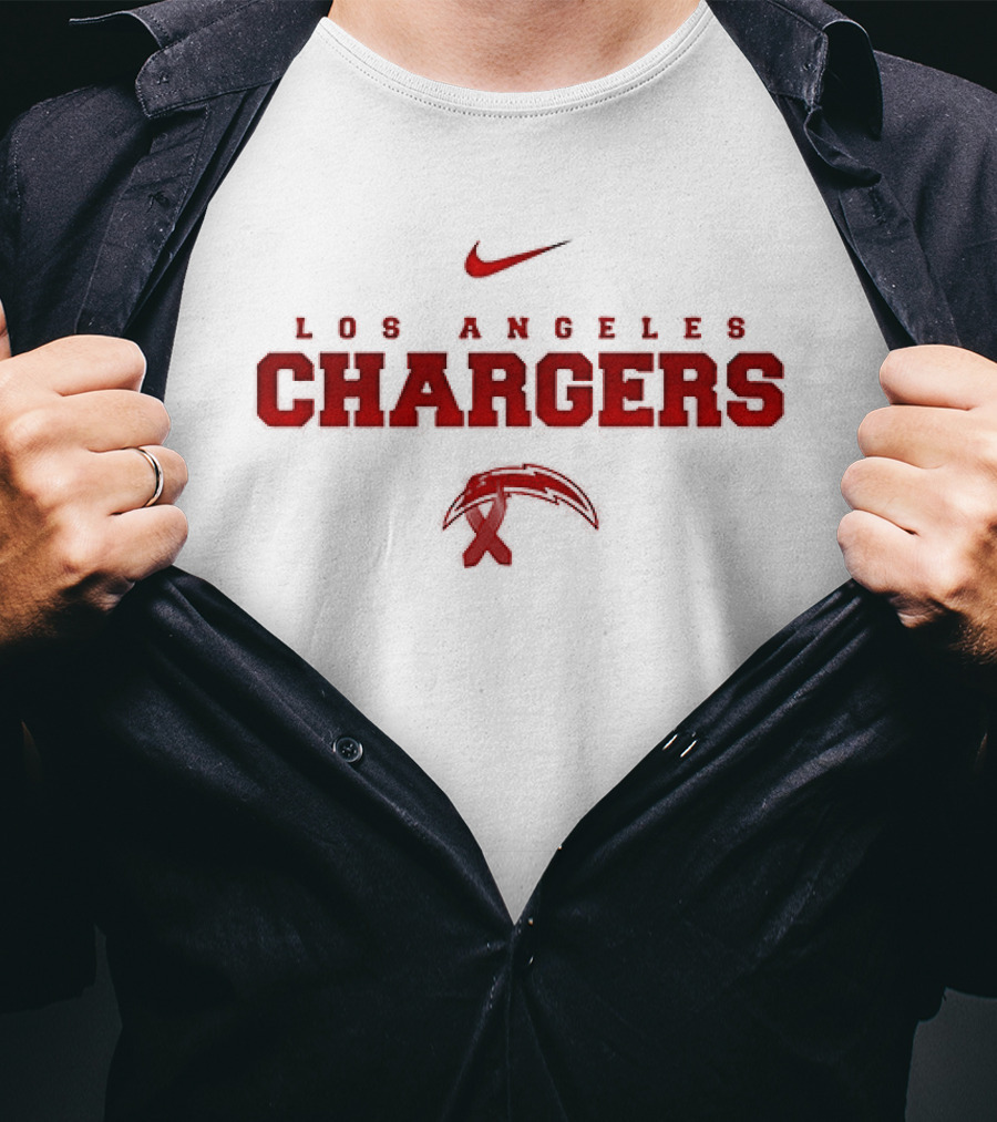 Los Angeles Chargers February Red American Heart Month Nike Collaboration T-Shirt