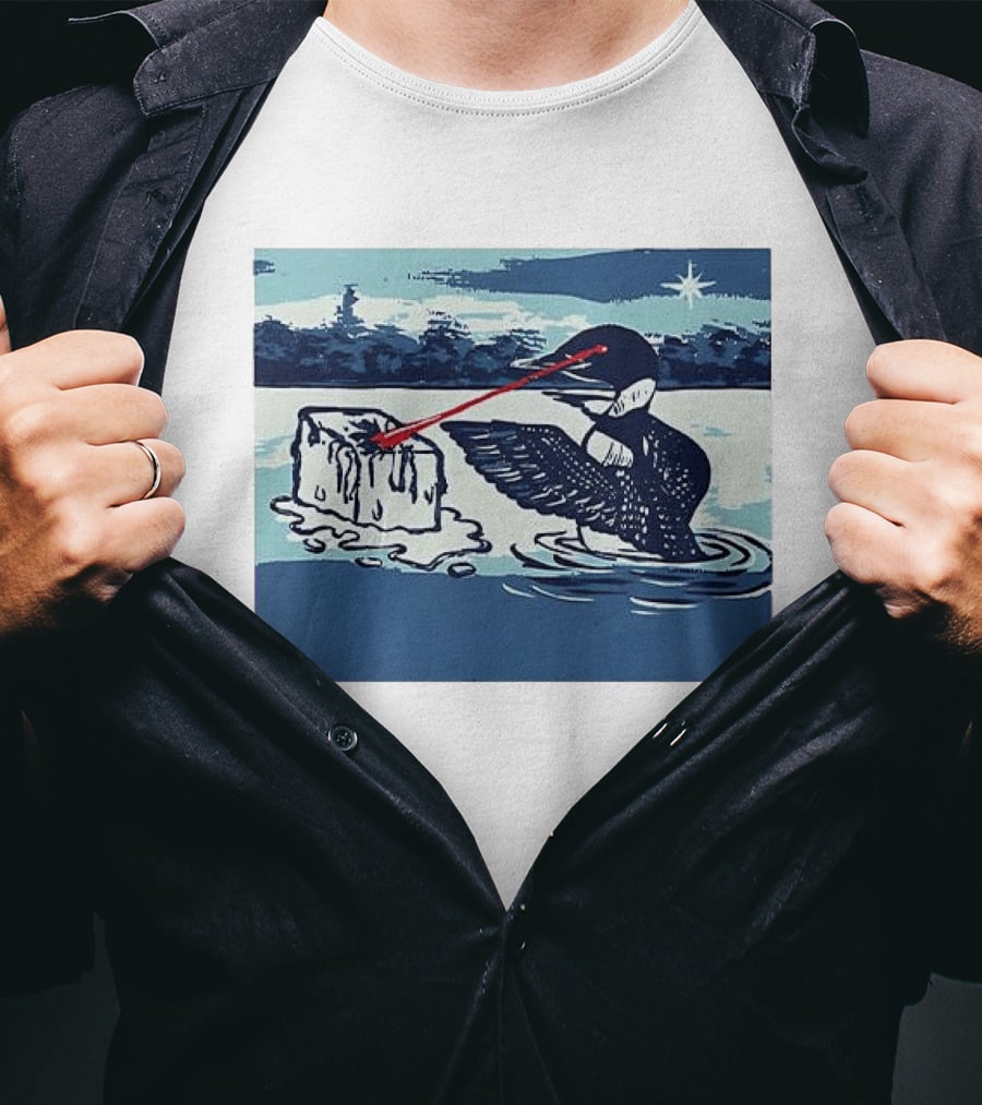 Minnesota Loon Laser Eyes Melting Ice Protest T-Shirt