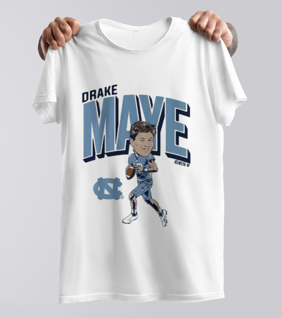 North Carolina Tar Heels Drake Maye Caricature Football Player T-Shirt