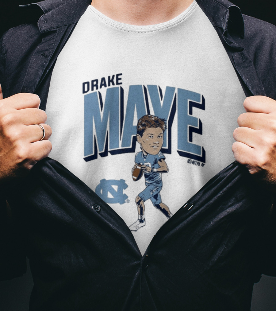 North Carolina Tar Heels Drake Maye Caricature Football Player T-Shirt