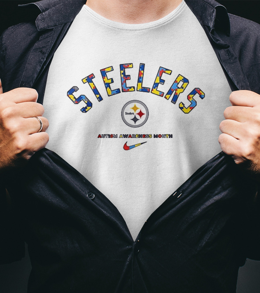Pittsburgh Steelers Autism Awareness Month Puzzle T-Shirt