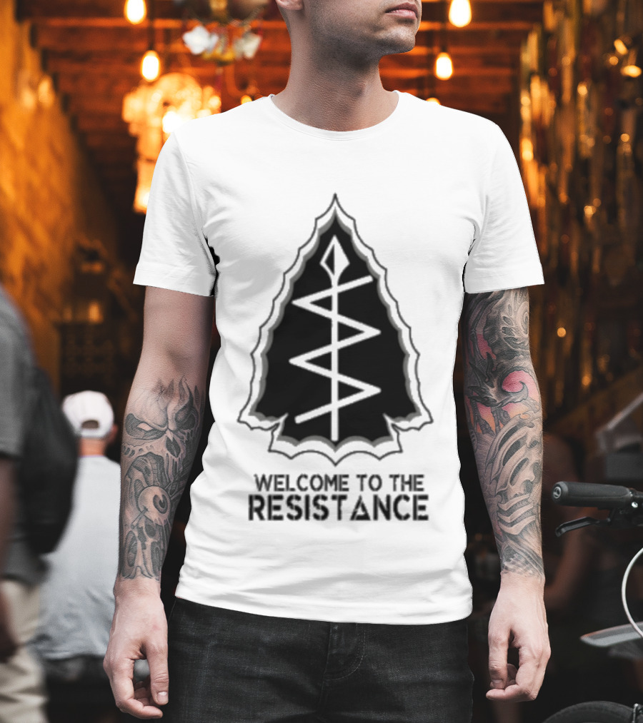 Welcome To The Resistance Rebel Abolish Ice Military Antifascist Patch Arrowhead T-Shirt