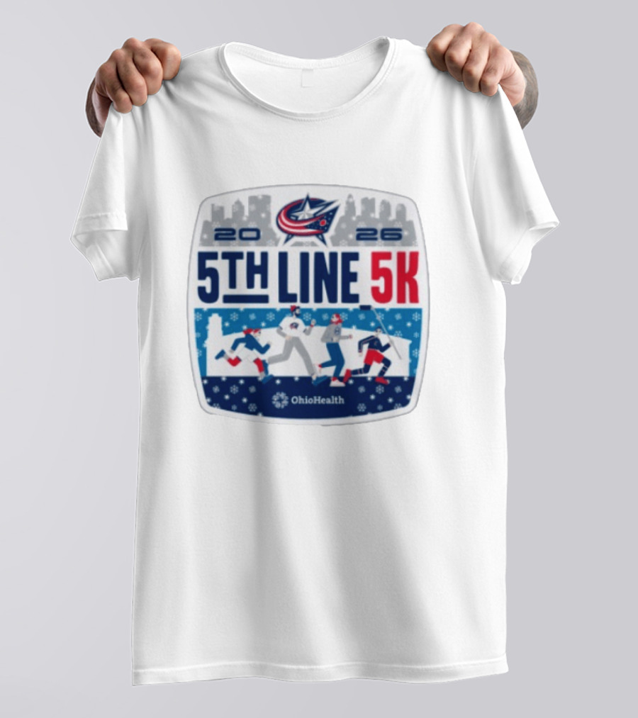 Columbus Blue Jackets 2026 5th Line 5K OhioHealth Event T-Shirt