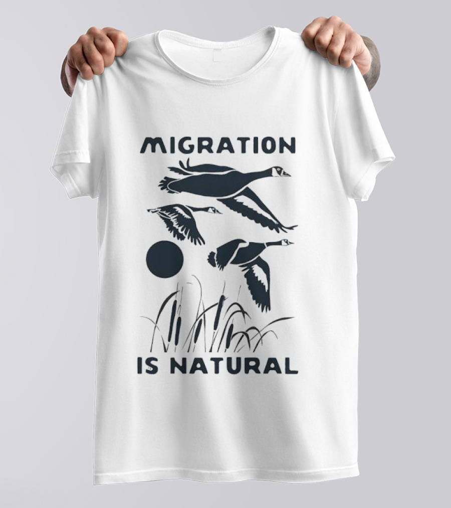 Migration Is Natural Loon Bird Wildlife Scene T-Shirt
