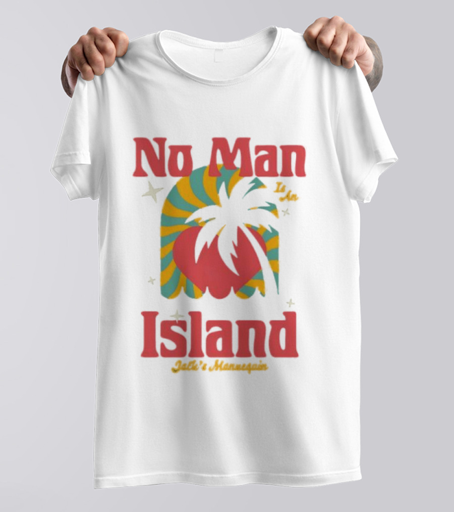 No Man Is An Island Jack's Mannequin Beachy Palm Tree Striped Heart Retro Vibes T-Shirt