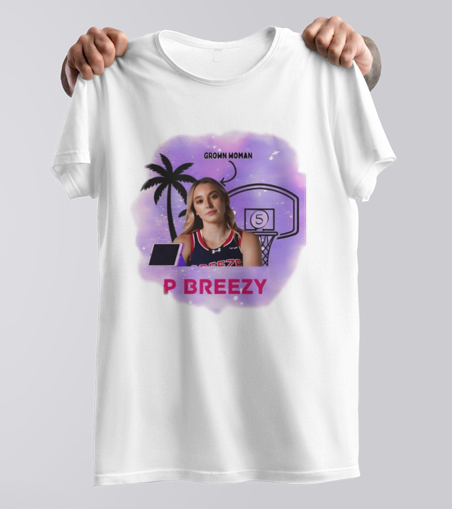 Grown Woman P Breezy Basketball Palm Tree T-Shirt