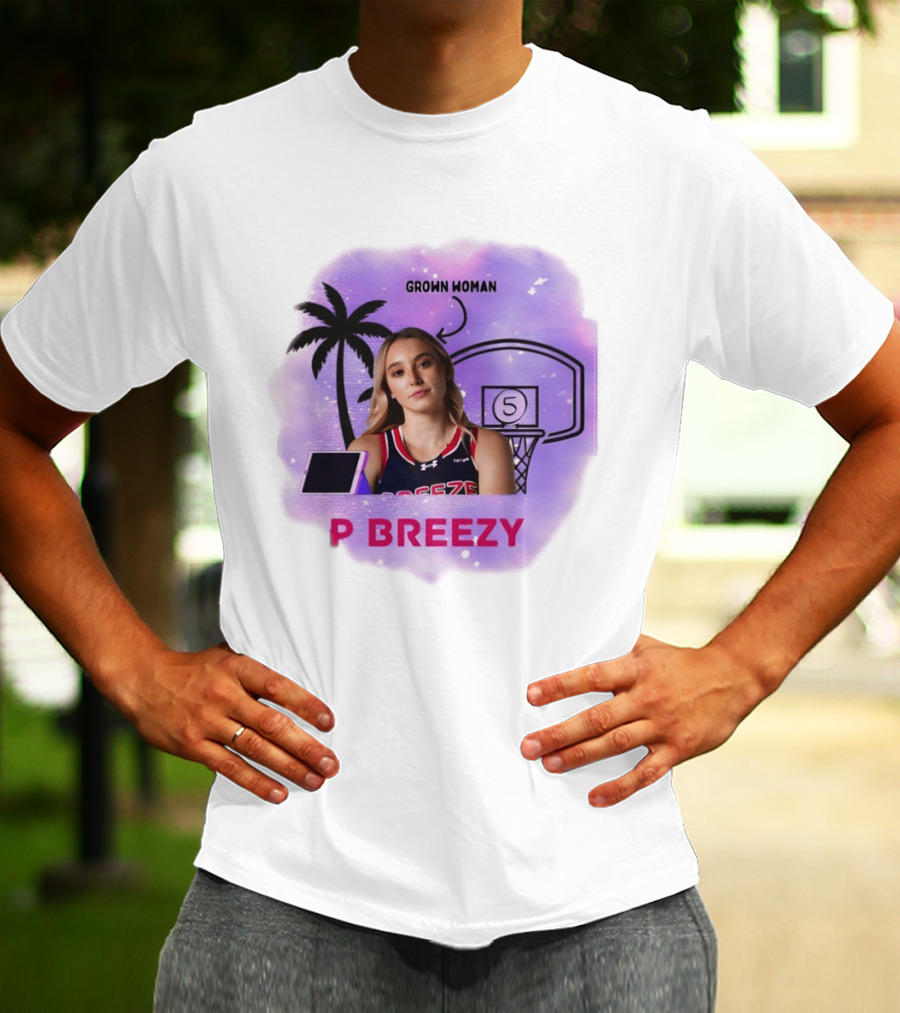 Grown Woman P Breezy Basketball Palm Tree T-Shirt