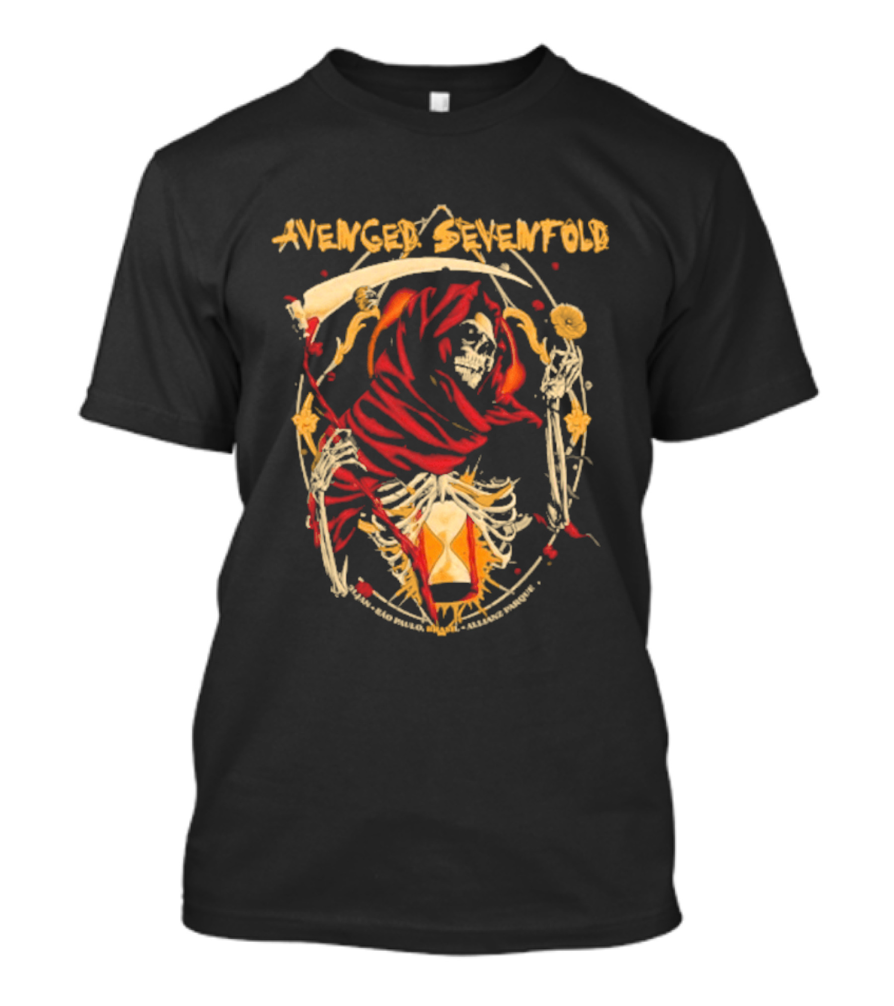 Avenged Sevenfold São Paulo January 31 2026 Event Skull And Hourglass T-Shirt