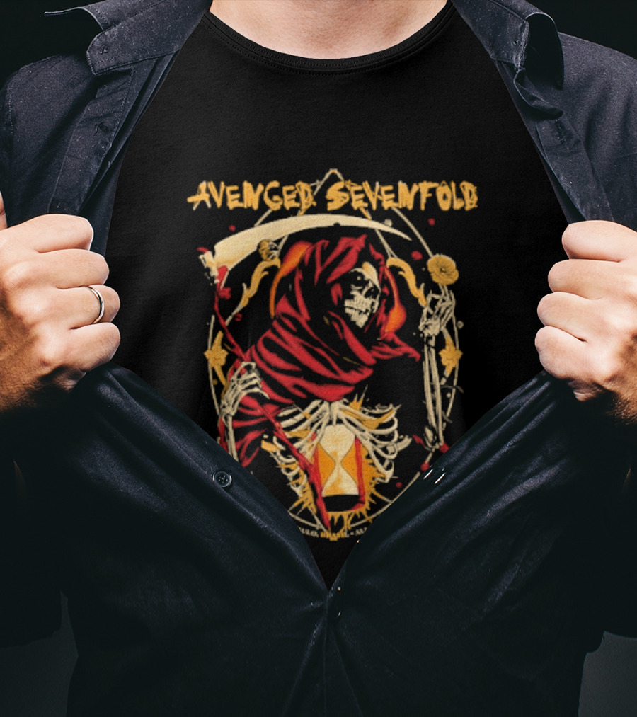 Avenged Sevenfold São Paulo January 31 2026 Event Skull And Hourglass T-Shirt