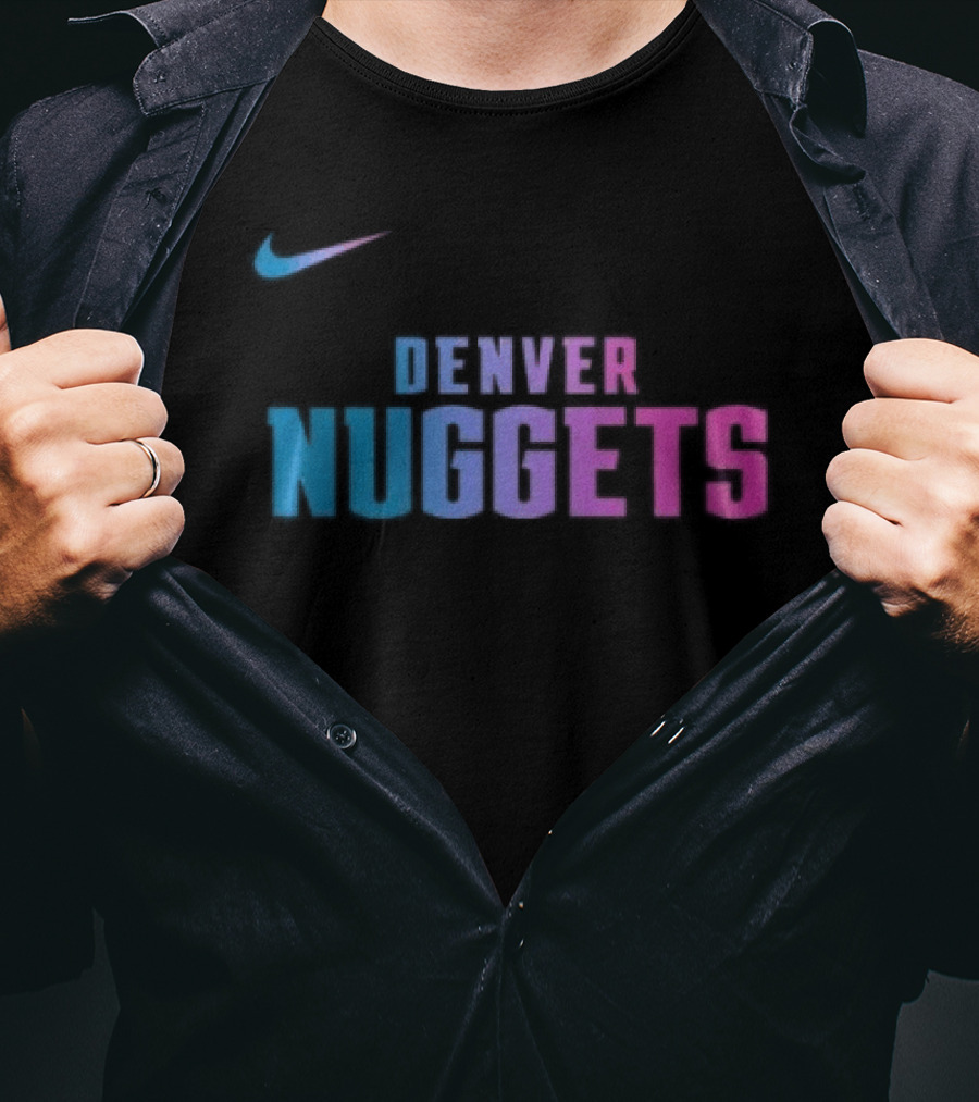 Nike Denver Nuggets Cyberpunk Style Retro Neon T-Shirt