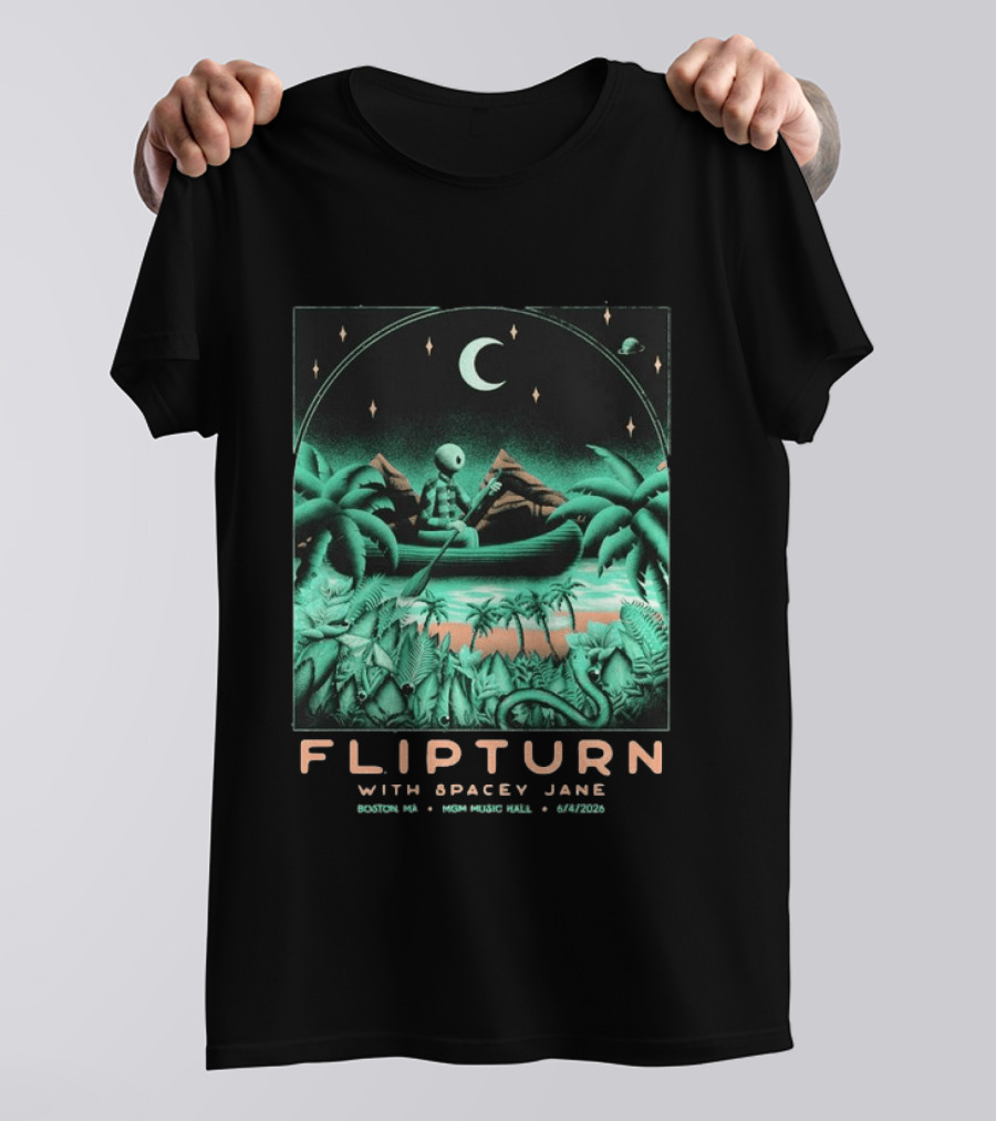 FLIPTURN With Spacey Jane MGM Music Hall Boston 6 4 2026 Art Alien Canoe Scene T-Shirt