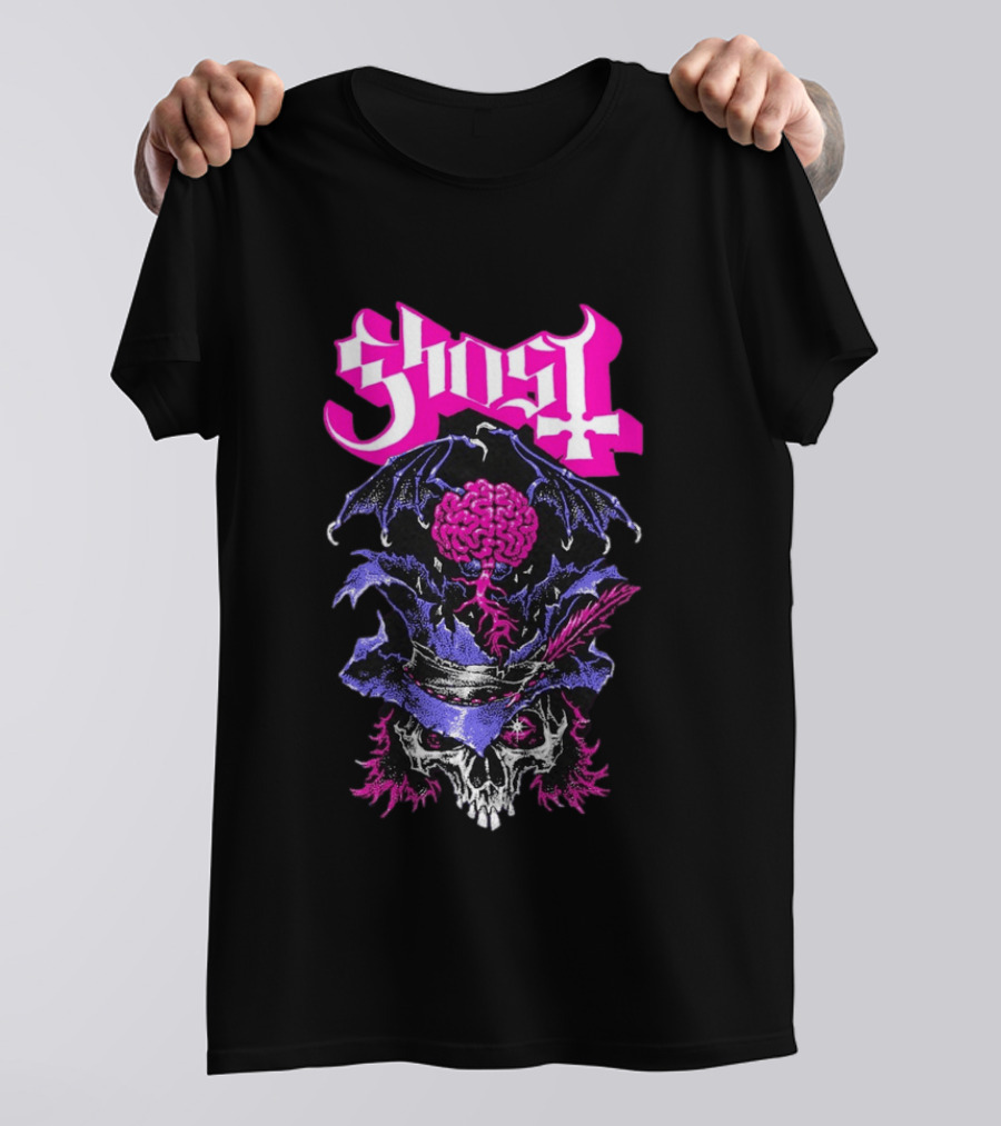 Ghost Bat Brain Skeleton Tour T-Shirt