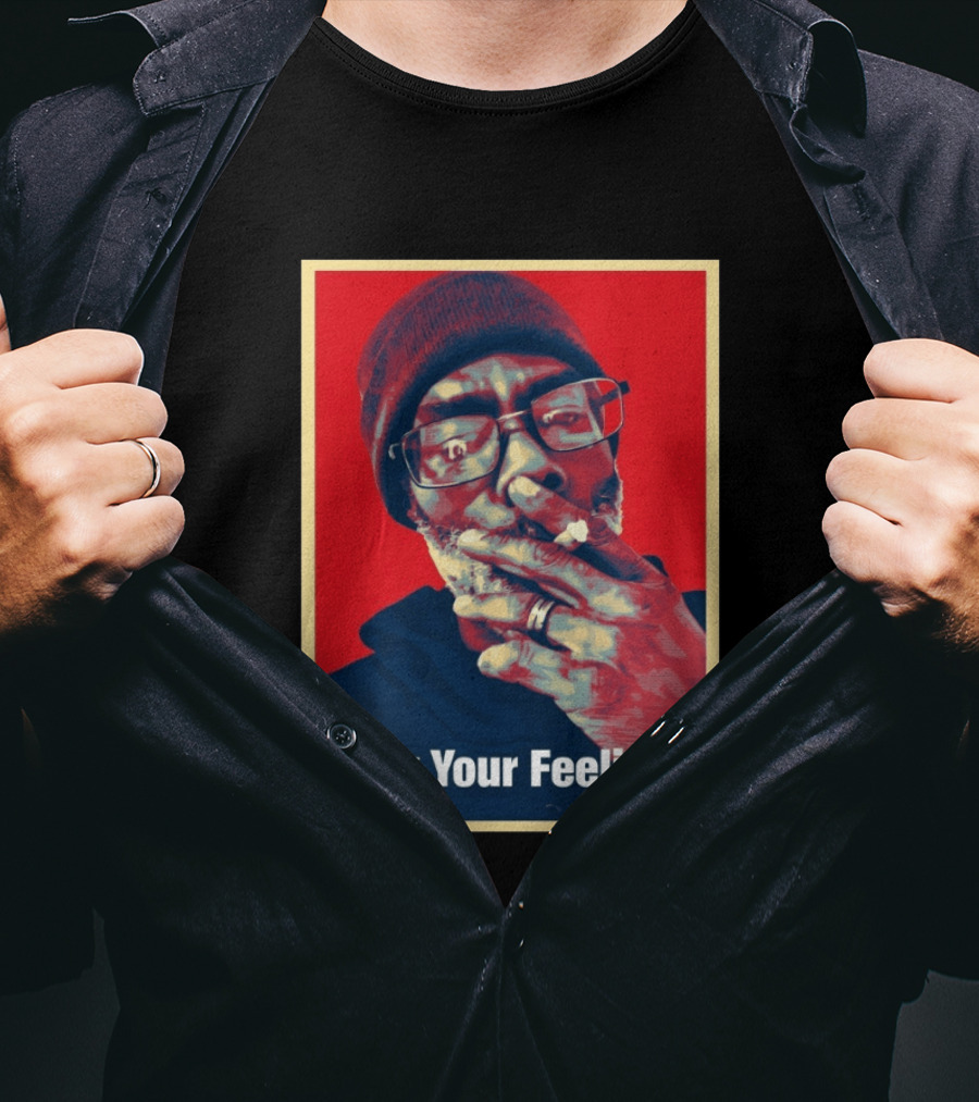Uncle Clif Fuck Your Feelings Smoking Glasses Beanie Red T-Shirt
