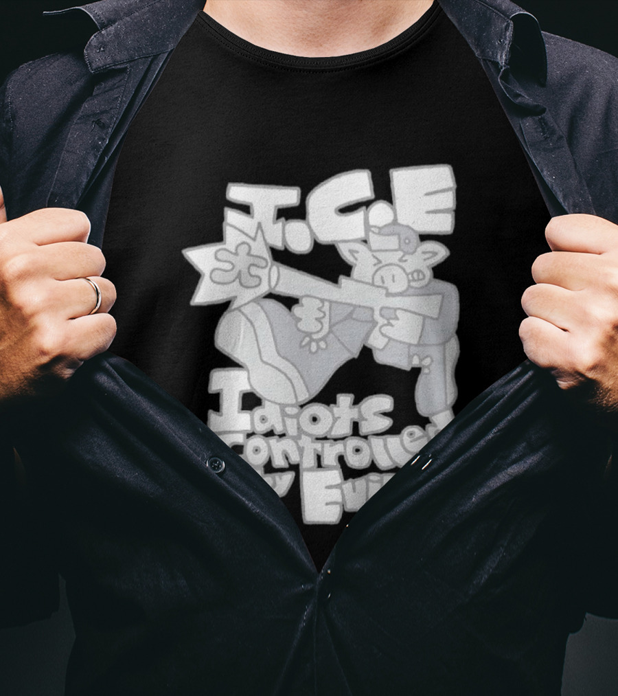 I.C.E Idiots Controlled By Evil Shooter Character With Gun T-Shirt