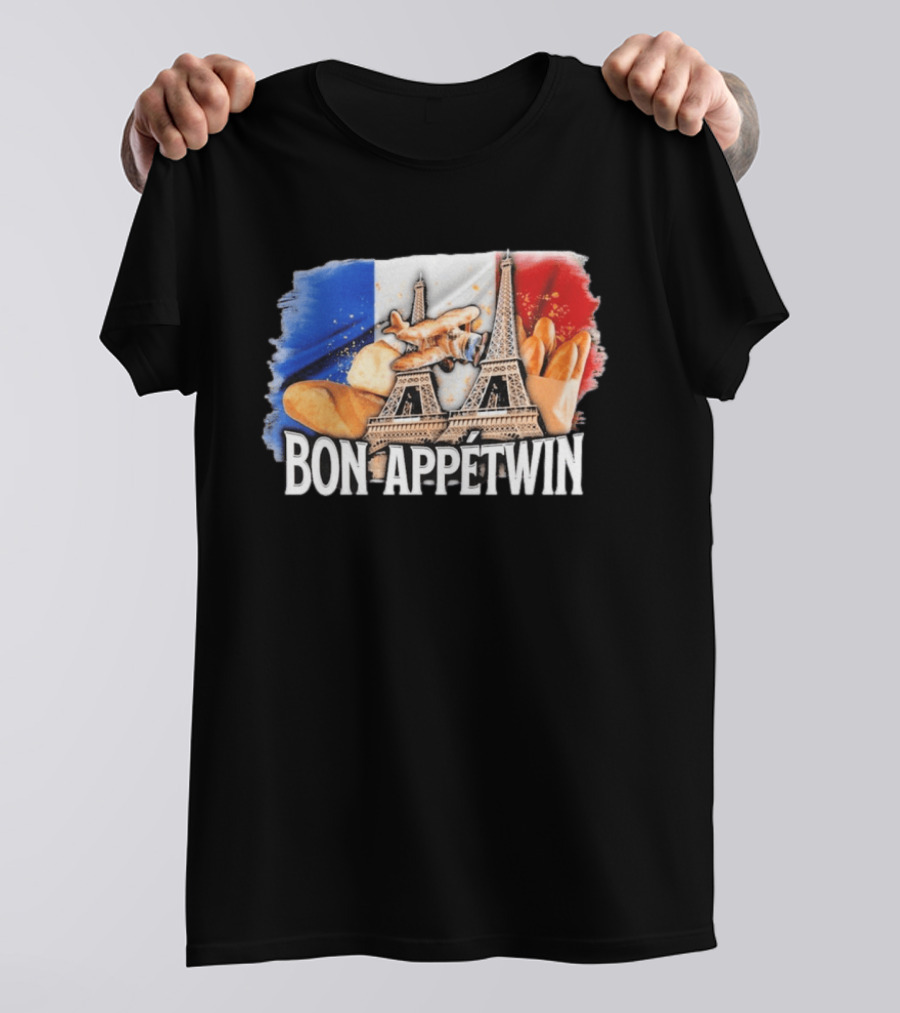 Bon Appetwin French Baguettes Eiffel Tower Paris Flag T-Shirt