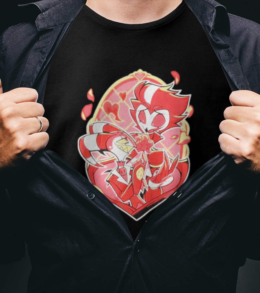 Helluva Boss Stolas Blitz Hearts Romantic Cartoon Fan T-Shirt