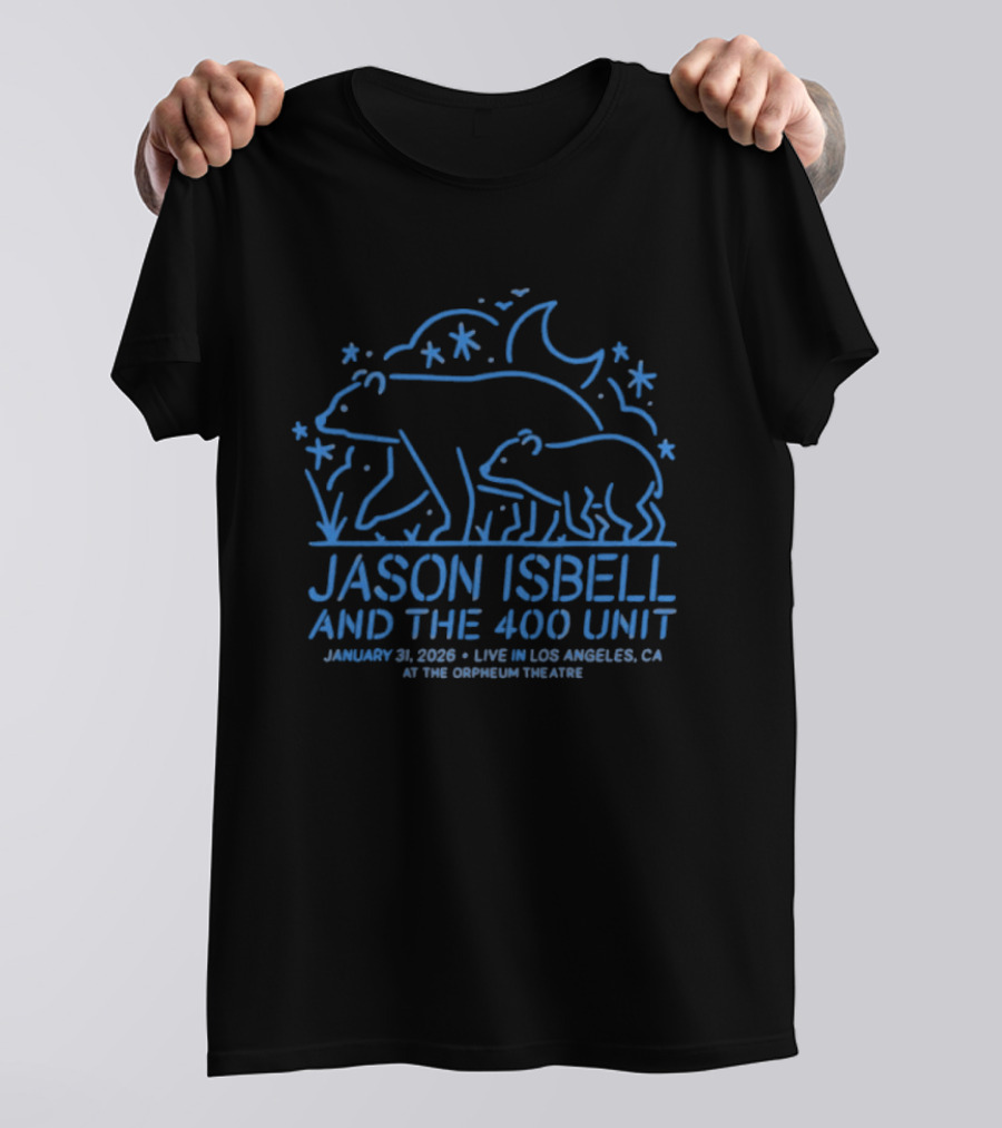 Jason Isbell And The 400 Unit Live At The Orpheum Theatre Los Angeles CA January 31 2026 Bears Moon Stars T-Shirt