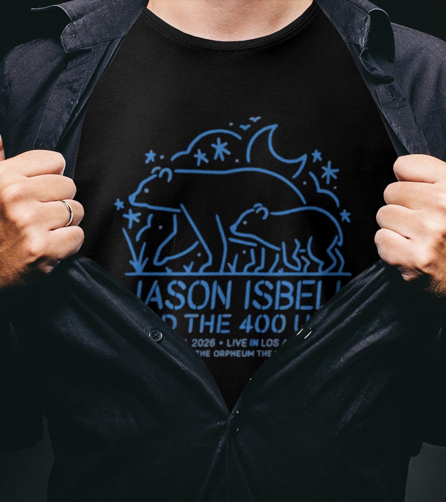 Jason Isbell And The 400 Unit Live At The Orpheum Theatre Los Angeles CA January 31 2026 Bears Moon Stars T-Shirt