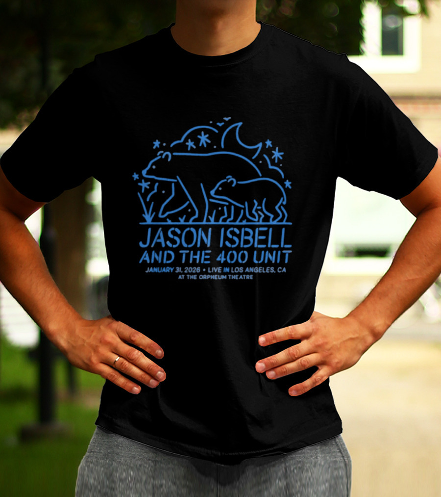 Jason Isbell And The 400 Unit Live At The Orpheum Theatre Los Angeles CA January 31 2026 Bears Moon Stars T-Shirt