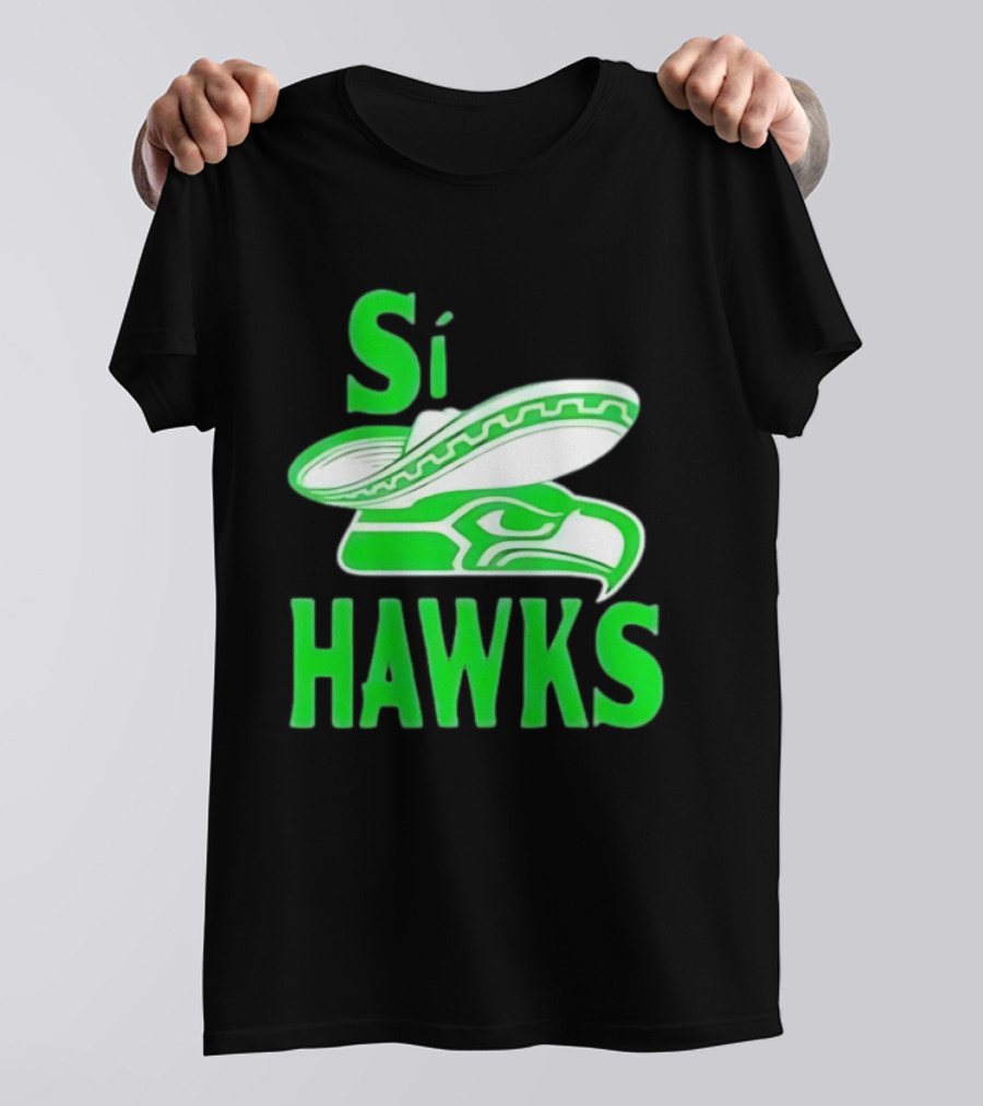 Si Hawks Mexican Sombrero Green Hawk T-Shirt