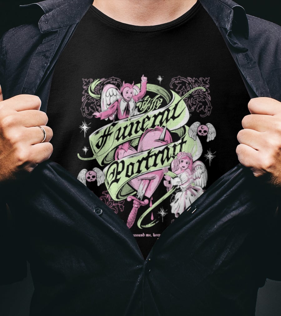 The Funeral Portrait Devil And Angel Pink Heart Aesthetic T-Shirt