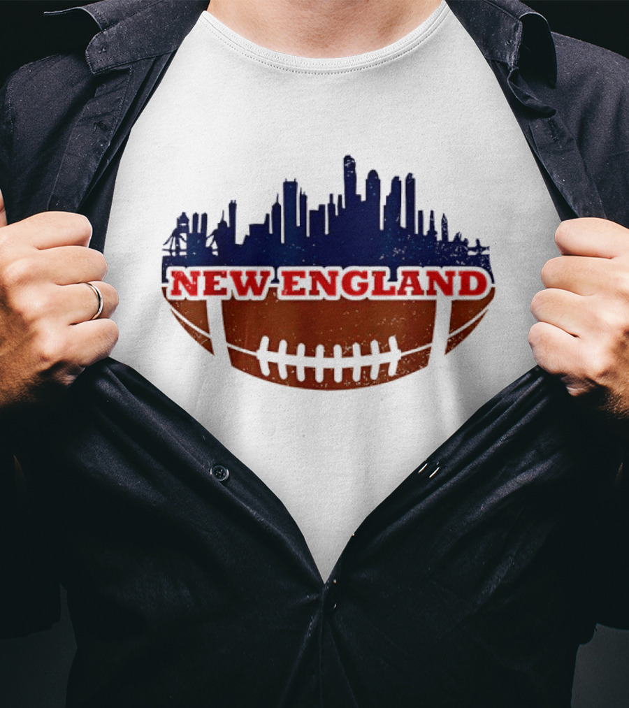 New England Football Skyline Cityscape T-Shirt