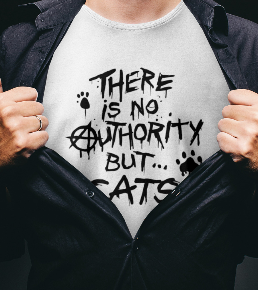 There Is No Authority But Cats Anarcho Punk Style Paw Prints T-Shirt