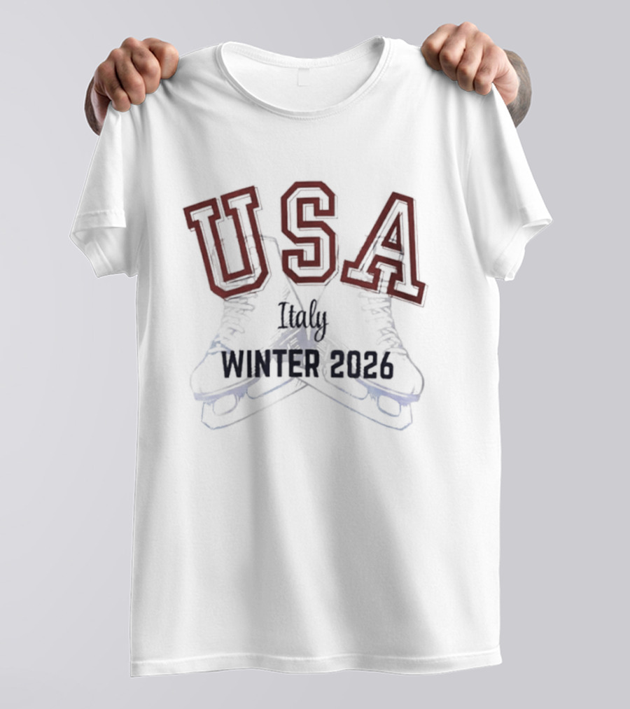 USA Winter 2026 Italy Ice Skating T-Shirt