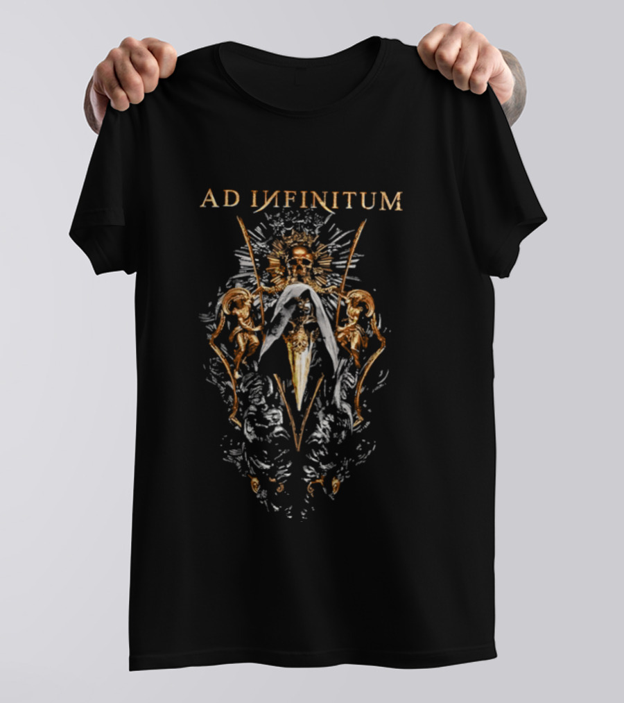 Ad Infinitum Golden Skull Plague Doctor Mask Gothic Cherubs T-Shirt