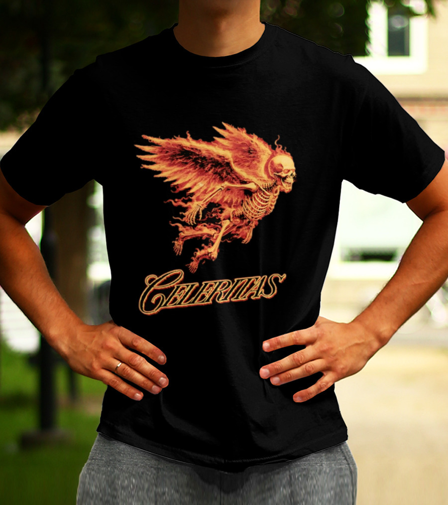 Celeritas Flaming Angel Skeleton Wings 2026 Speed T-Shirt