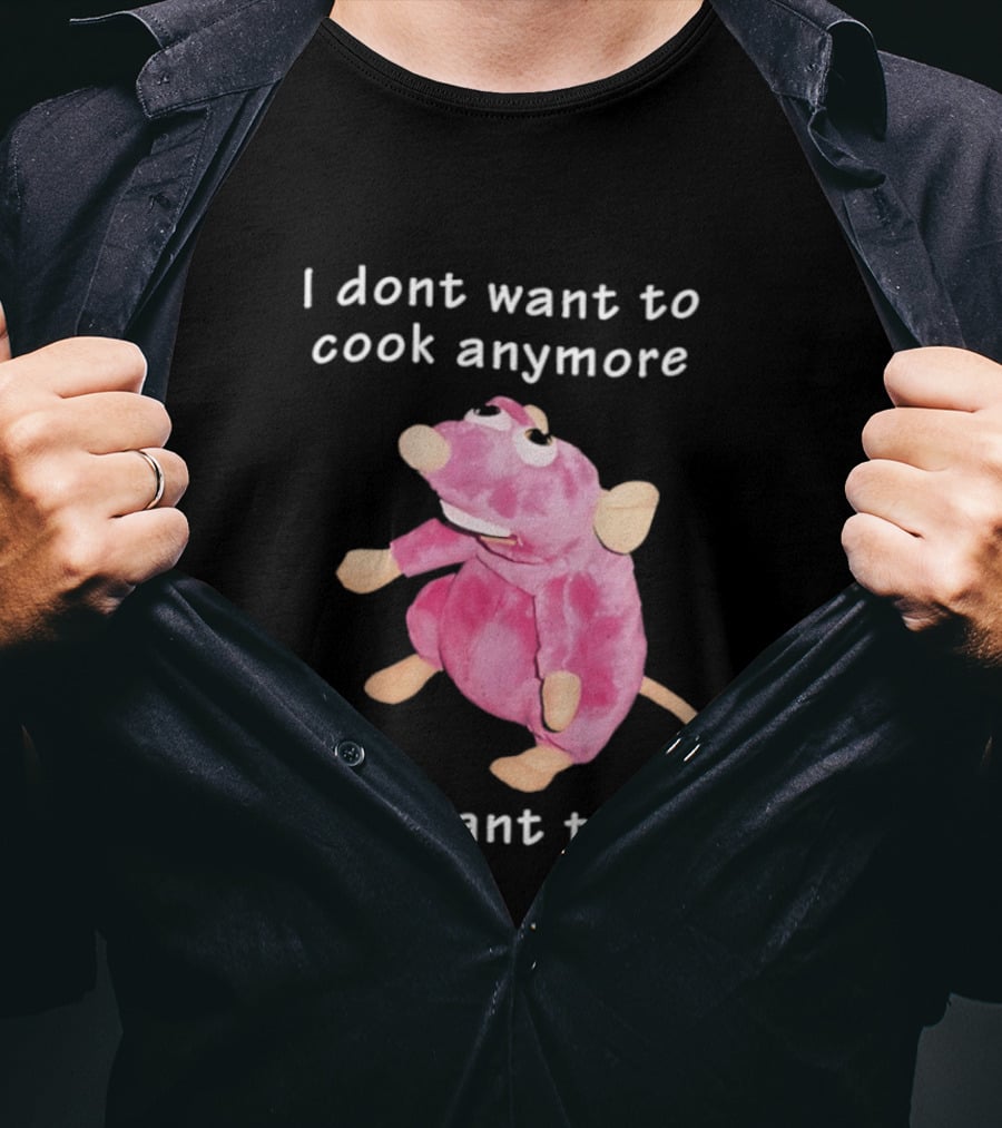I Dont Want To Cook Anymore I Want To Die Rat Pink Stuffed Animal T-Shirt