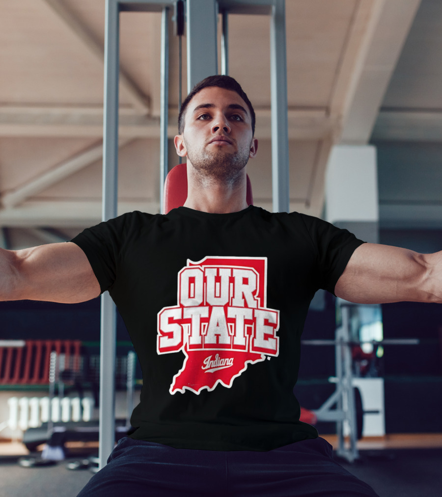 Our State Indiana Red Map College Sports Indiana T-Shirt